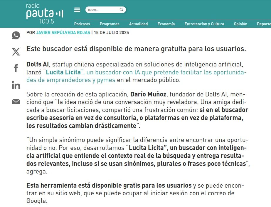 Radio Pauta destaca a Lucita Licita